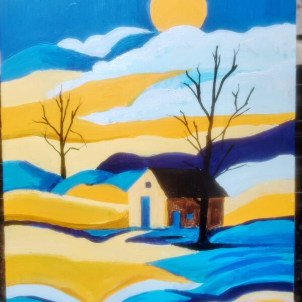 Abstract painting on thick mount