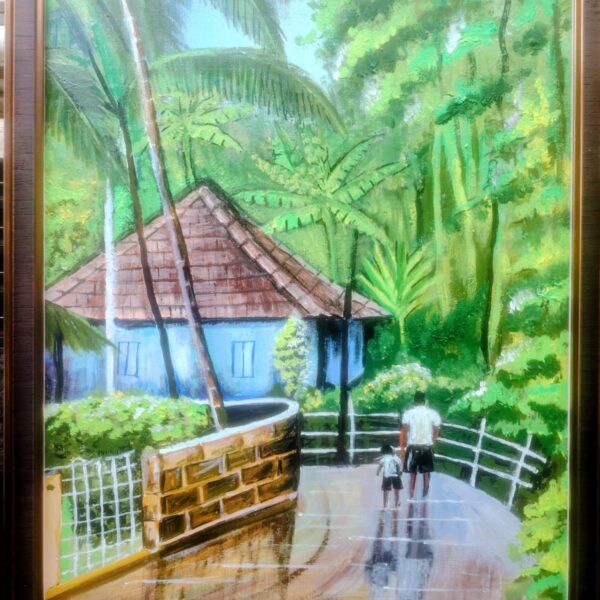Landscape painting of village
