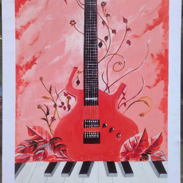 Music concept in red shade painting