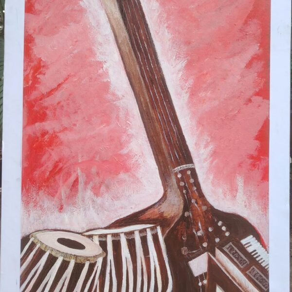 Music concept in red shade painting